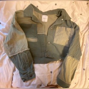 Lighter green and dark green patch’s, cropped jacket, Size Large, Angel kiss